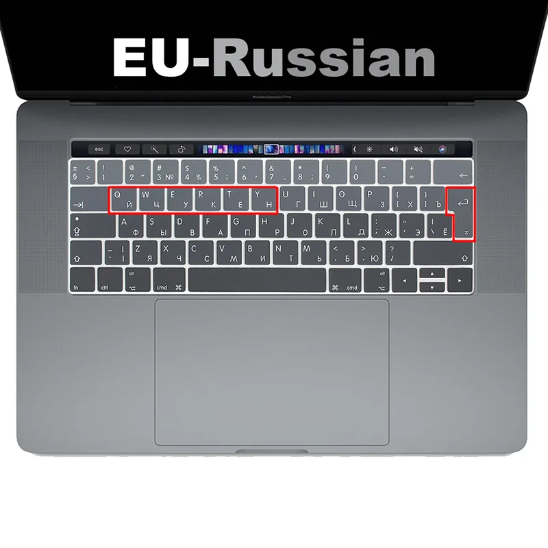 Русский дисплей для macbook крышка клавиатуры ЕС-введите защитный filmr для нового Pro13 15 с touchbar A2159 A1706/A1989 A1707A1990 - Цвет: Gradient gray