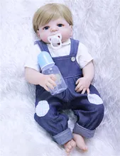 55cm echt bebe junge reborn corpo de silikon inteiro realista Puppe für menino baby lebendig boneca original Puppen lloron juguete spielzeug(China)