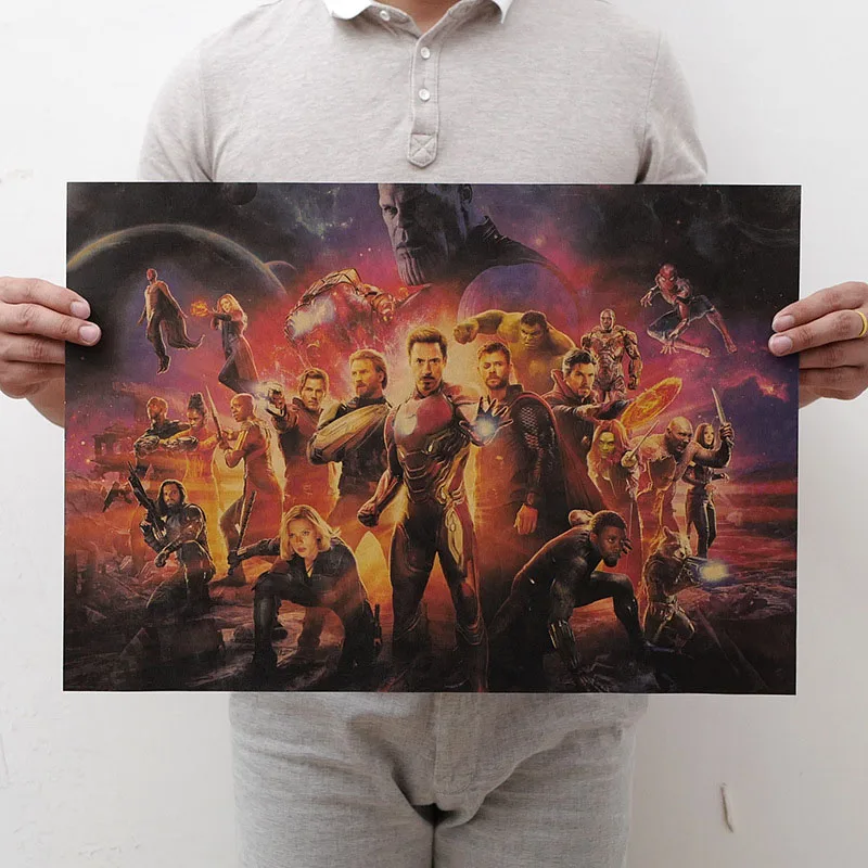 Mling 1 шт., 51,5x36 см, постер из серии Marvel, Мстители, война бесконечности, Ретро плакат, наклейки на стену для гостиной, украшение для дома