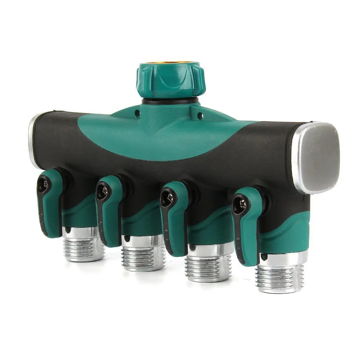 JX-LCLYL 4-Way Water Tap to Hose Connector Heavy Duty Garden Water Hose Splitter Green