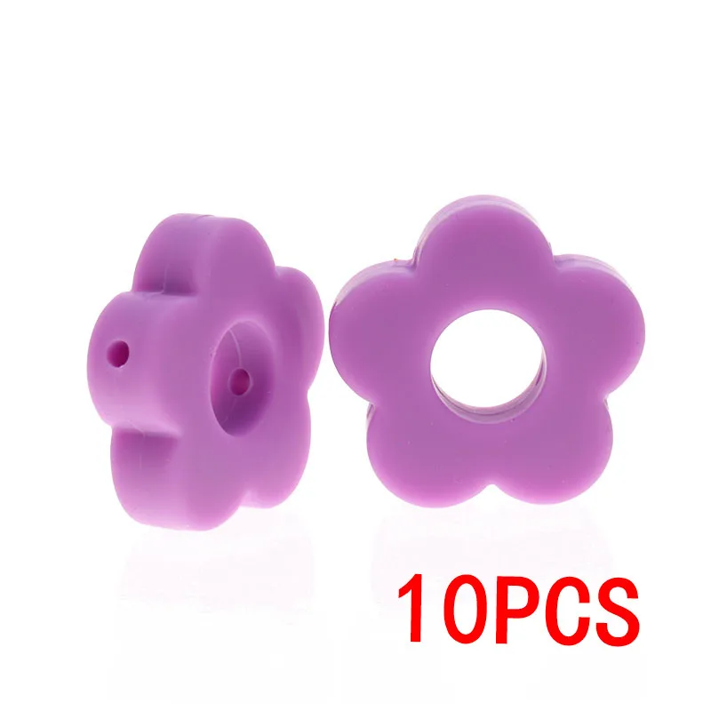 10 шт. мини-бабочка силиконовые в форме цветка детский прорезыватель из бисера BPA бесплатно младенческой кусаться Цепочки и ожерелья аксессуар DIY новорожденных зубные кольца для детей игрушка - Цвет: F- 03 Medium Purple