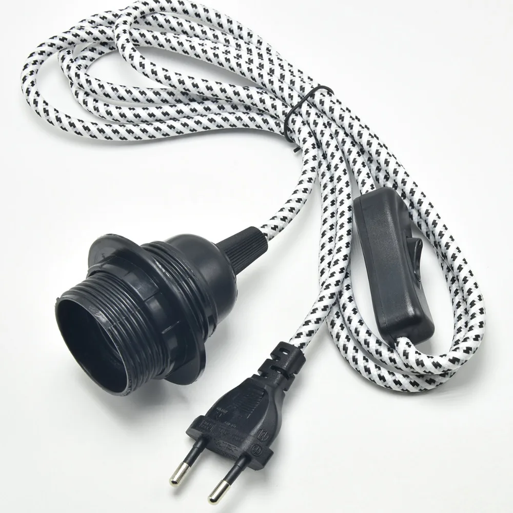 2 м ЕС штекер светильник шнур питания с 304 кулисный переключатель E27 розетка Ткань Электрический провод лампа переключатель кабель для светодиодный держатель