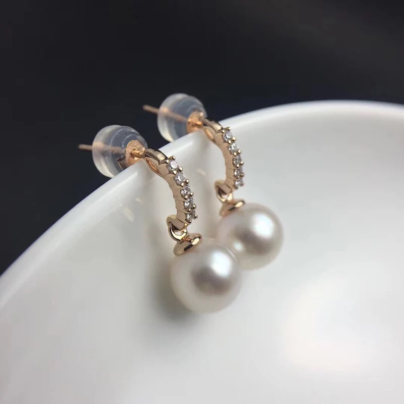 

Sinya Natural Southsea Pearls Earring Fashion Design Jewelry Au750 Gold Diamond Stud Earring for Women Girls Mum New Arrvial