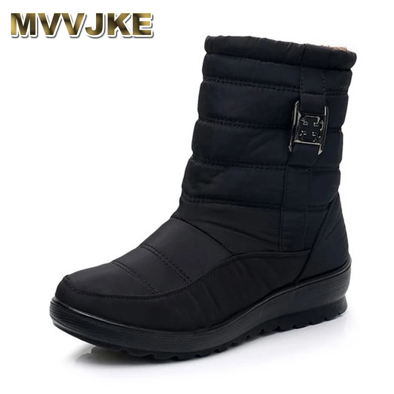 

MVVJKE Women snow boots winter brand boots waterproof antislip light comfortable warm mother cotton boots plus size cottonE1873