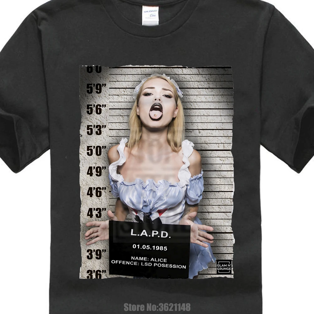 

Alice In Wonderland Wunderland Mugshot Lsd Mdmaer Trippy Xtc Summer Short Sleeves Cotton T-Shirt Fashion 0427018