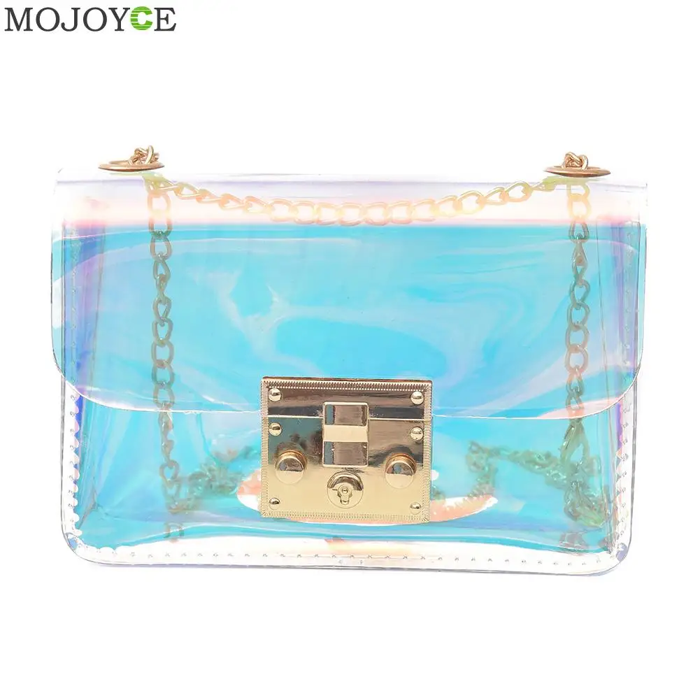 

PVC Mini Chain Bag Female Laser Transparent Shoulder Crossbody Bag Simple Women Bags Shopping Tote Design Women Messenger Bags