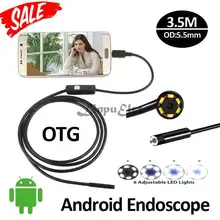 Android OTG USB Endoscope Camera 5.5mm 3.5M IP68 Waterproof Snake USB Pipe Inspection Borescope Android OTG USB Camera 6LED