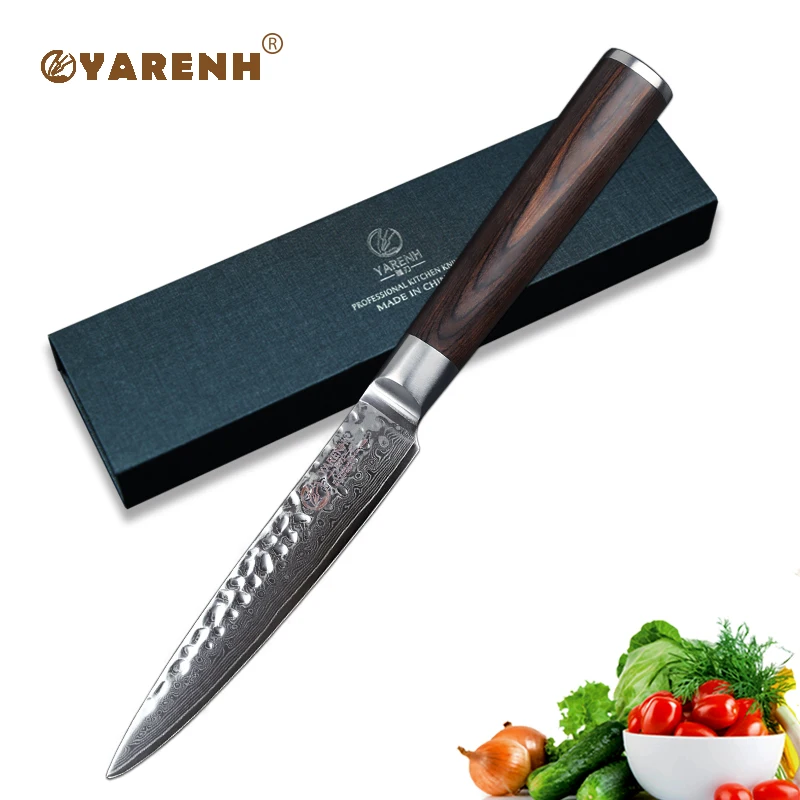 

YARENH Paring knife Damascus Steel Kitchen Knife With Japanese VG10 Core Multi-purpose Cutter Sharp fruit Peeling Knife