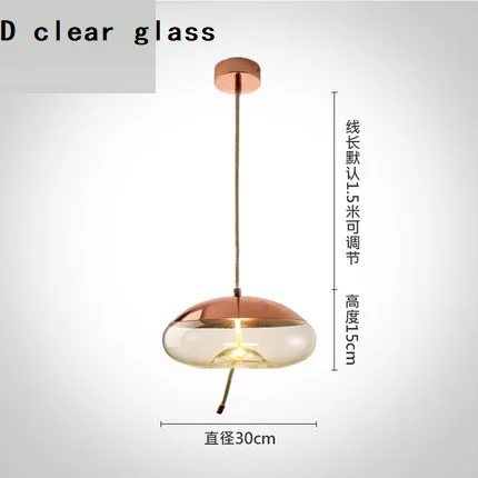 D clear glass Современный стеклянный подвесной светильник с узлом BROKIS, подвесной светильник с подвеской, дизайнерский светильник для кафе-бара, Прямая поставка - Цвет корпуса: D clear glass