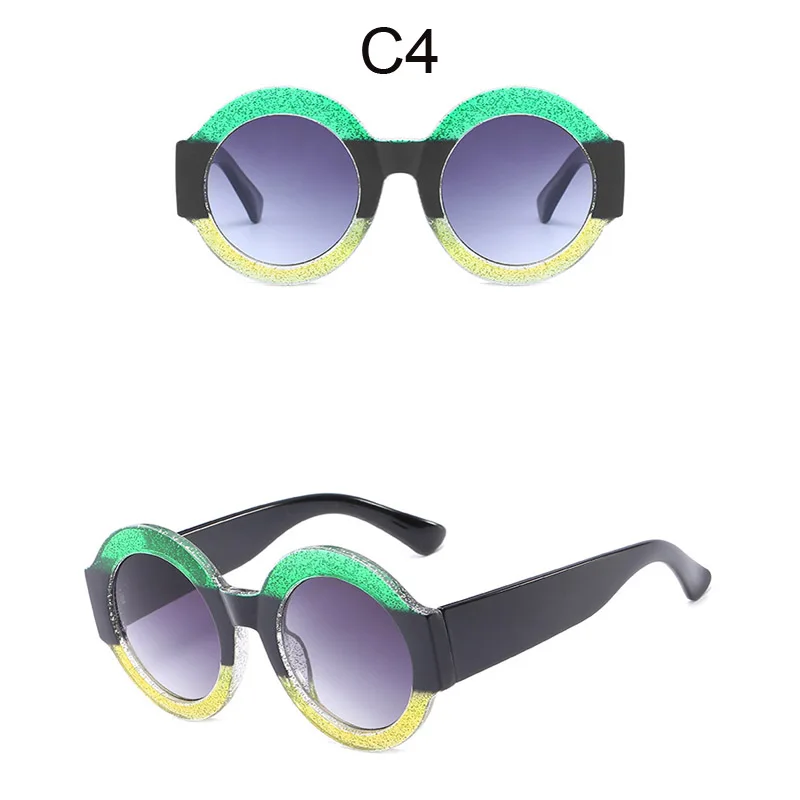 Новинка, черные круглые солнцезащитные очки, женские дизайнерские круглые солнцезащитные очки, женские роскошные брендовые прозрачные очки, Женские винтажные солнцезащитные очки - Цвет линз: 4