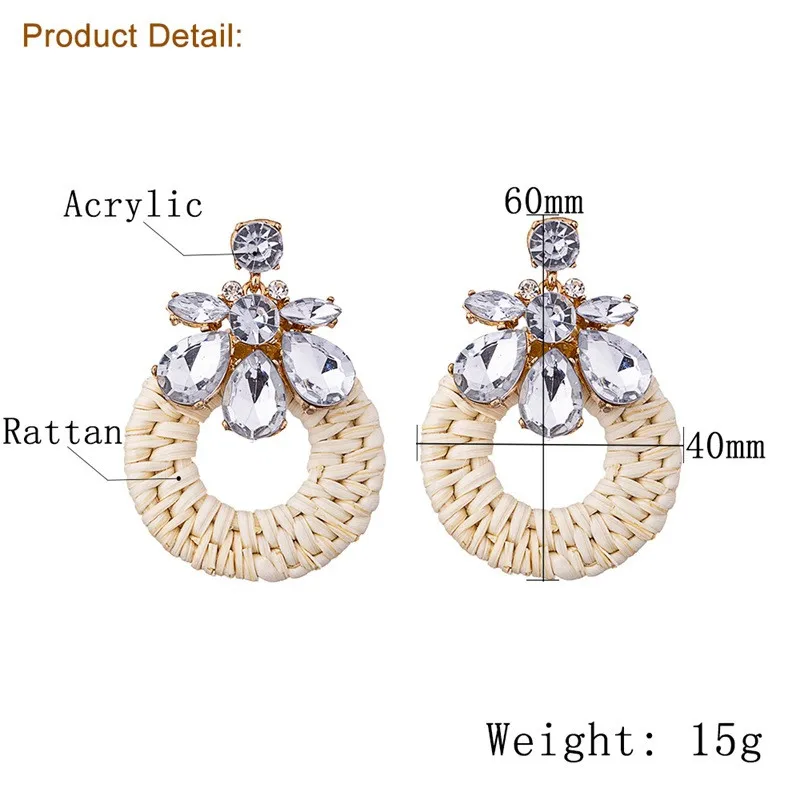 Handmade Fashion Rattan Wooden Earrings for Women Crystal Inlaid Earrings Birthday Gifts Wedding Party Decoration ETD22 (10)