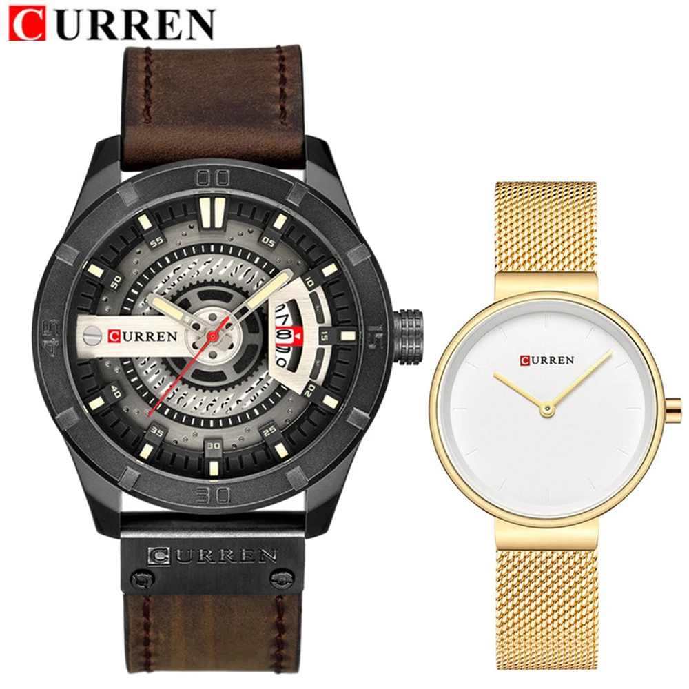 ORIGINAL  Curren Brand Couple watches for Lovers Stainless steel Lady Watch Mens Women Quartz Wrist watches S