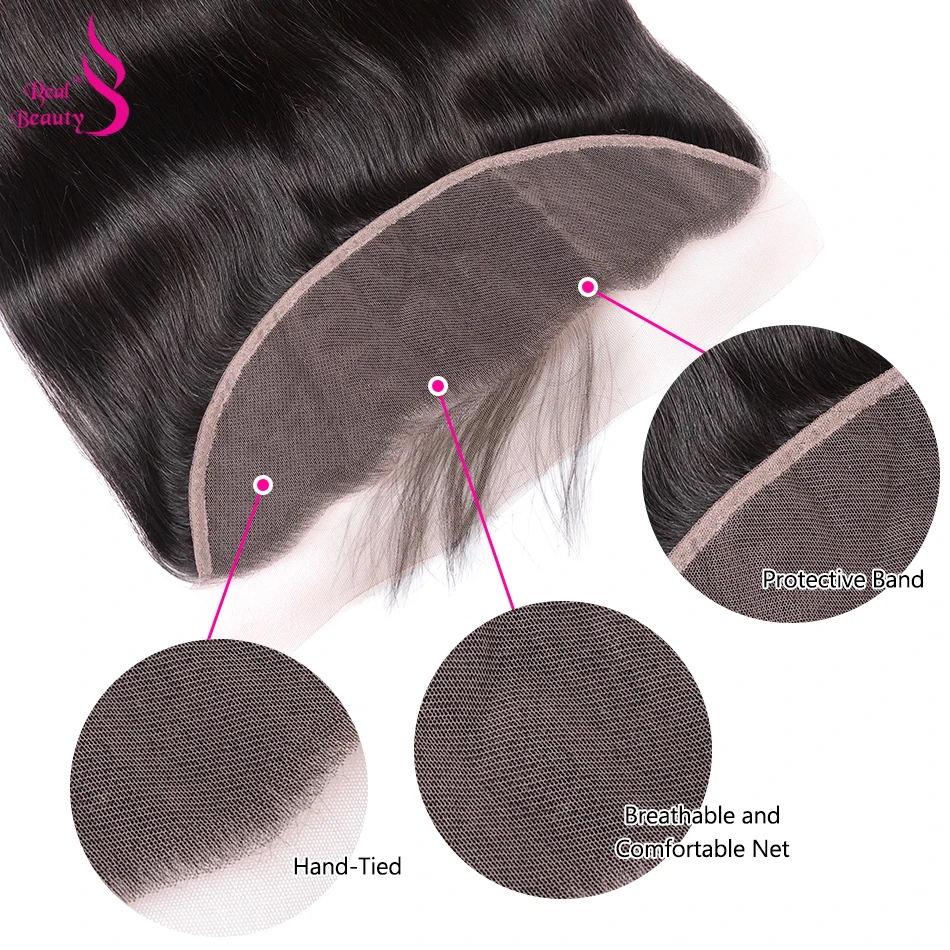 real beauty brazilian straight hair bundles with 13X4 lace frontal 3 bundles non-remy human hair with ear to ear closure (4)