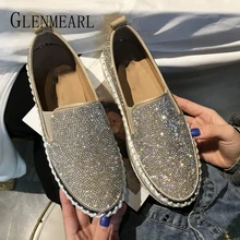 Женские лоферы повседневная обувь женская обувь на платформе Туфли без каблуков; модные стразы слипоны круглый носок женские ботинки в рыбацком стиле; сезон: весна–лето», дизайн