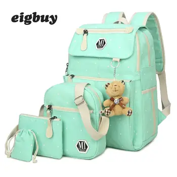 

Women Canvas 4pcs/set School Backpacks College Schoolbag Fashion Plecak For Teenager Girl And Boys Rucksack Moclila Shoulder Bag