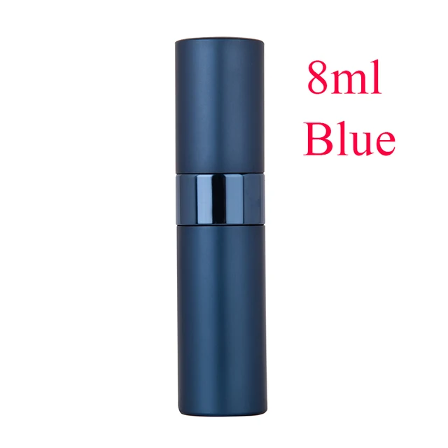 5-20ML metal aluminum Portable Refillable Perfume Bottle Cosmetic Container Empty Spray Atomizer Travel Sub-Bottle liner glass 8ML Blue  spray