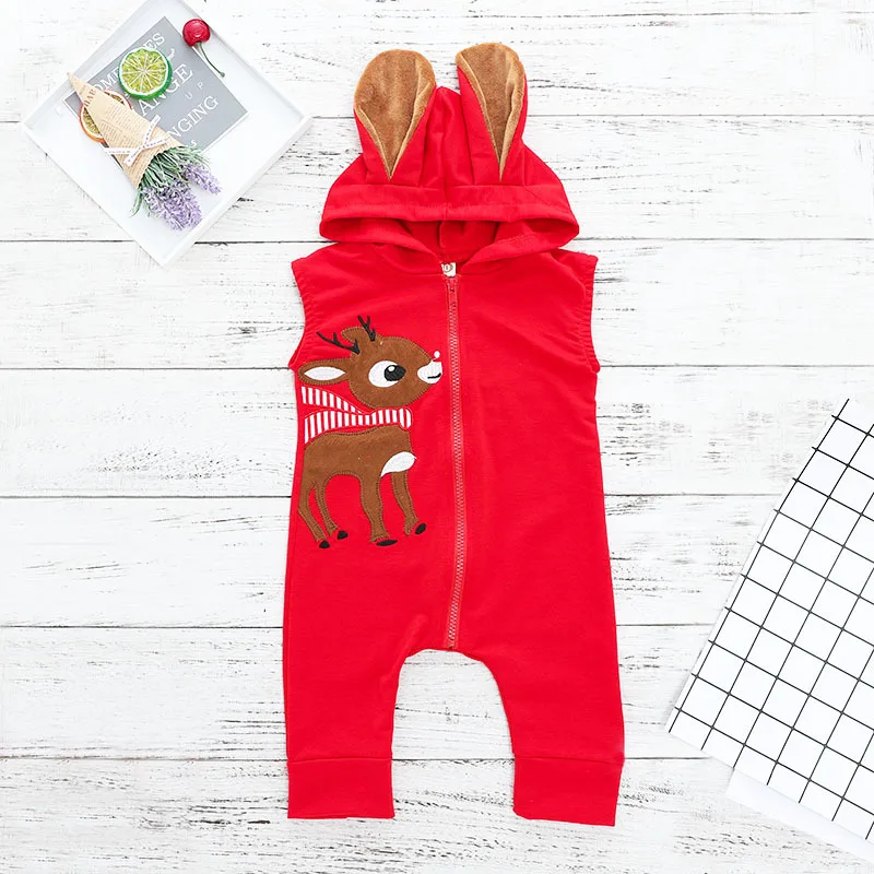 Baby Clothes Newborn Rompers Red Sleeveless Winter Romper Infant Boy Girl Jumpsuit Baby Onesie Christmas Outfits