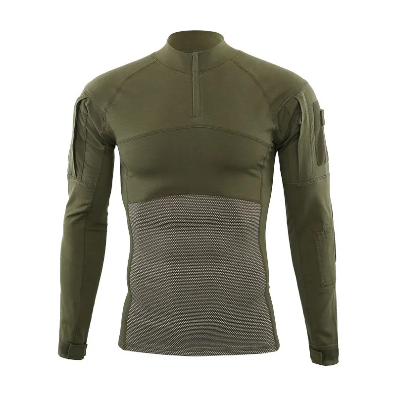 Тактическая рубашка камуфляжная Военная футболка с длинными рукавами дышащая пота-Абсорбент Спорт на открытом воздухе Охота боевой костюм - Цвет: Army green