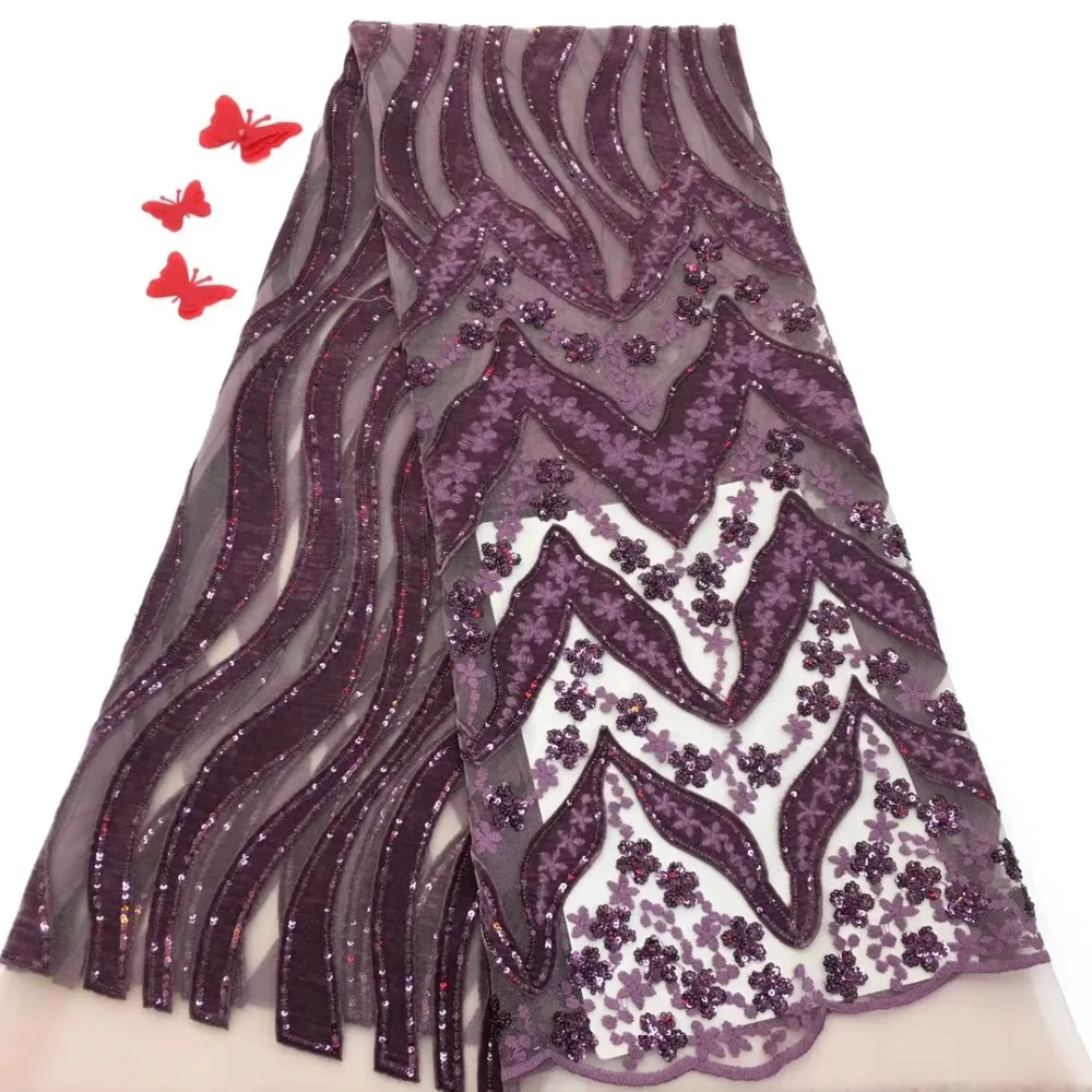 

New African chic flannelette lace, 5 yards high quality chiffon lace with delicate sequins