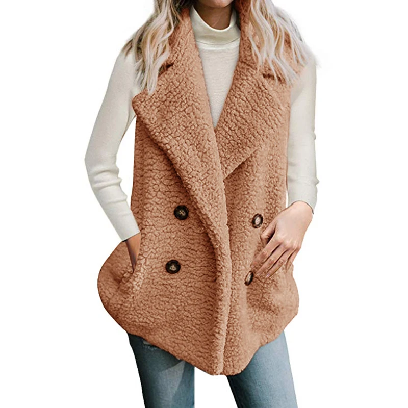 

Elegant Turn Down Collar Sleeveless Winter Fur Jacket Vest Plus Size 3XL New Fashion Women Ladies Autumn Faux Fur Waistcoat 2019