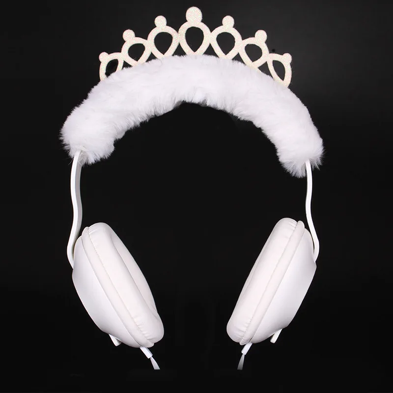 Kids Headphones Cute Cartoon Wired Headset Bling Princess Crown Earphone For Girls Children Gaming Safe Over Ear Headphone