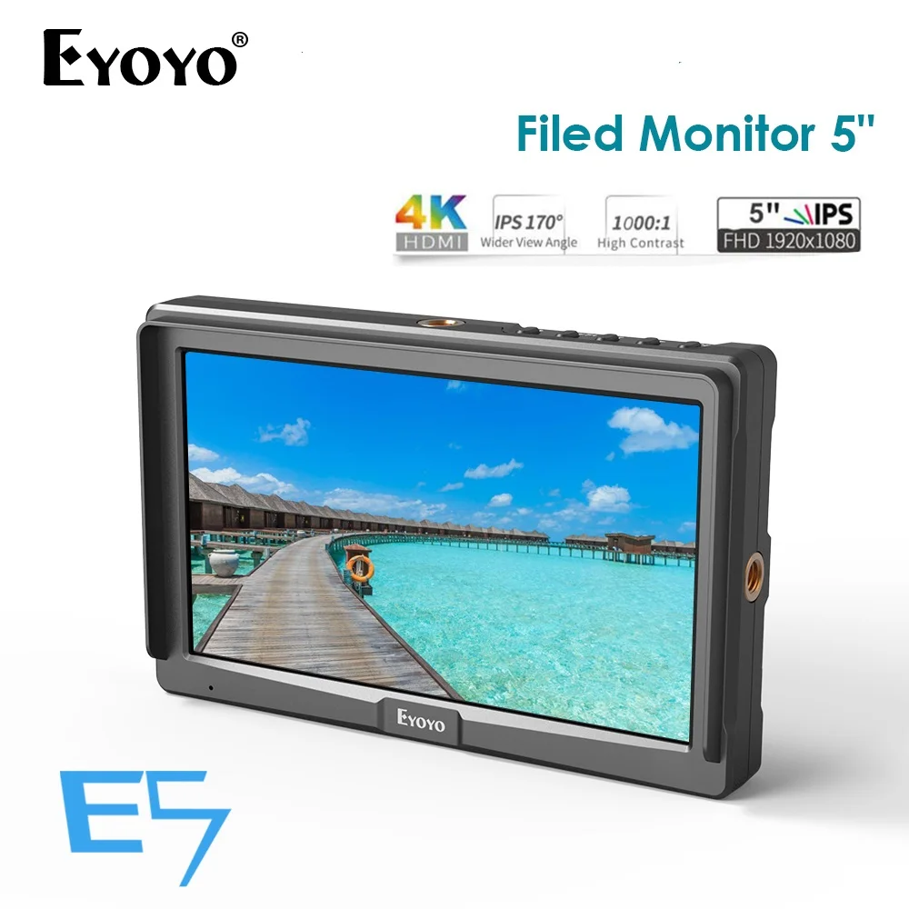 Eyoyo E5 5 дюймов 1920x1080 HD ips экран 400cd/m2 камера полевой монитор 4 K HDMI вход выход видео