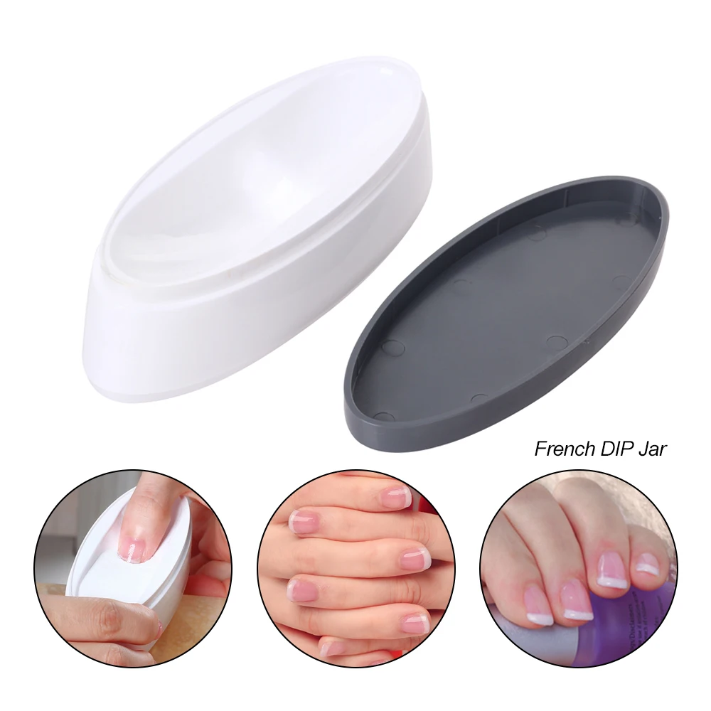 

1pcs New French DIP Jar Container Nail Art Salon Accessory Dual Nails Extended French Tips Guide Molding Container CH163
