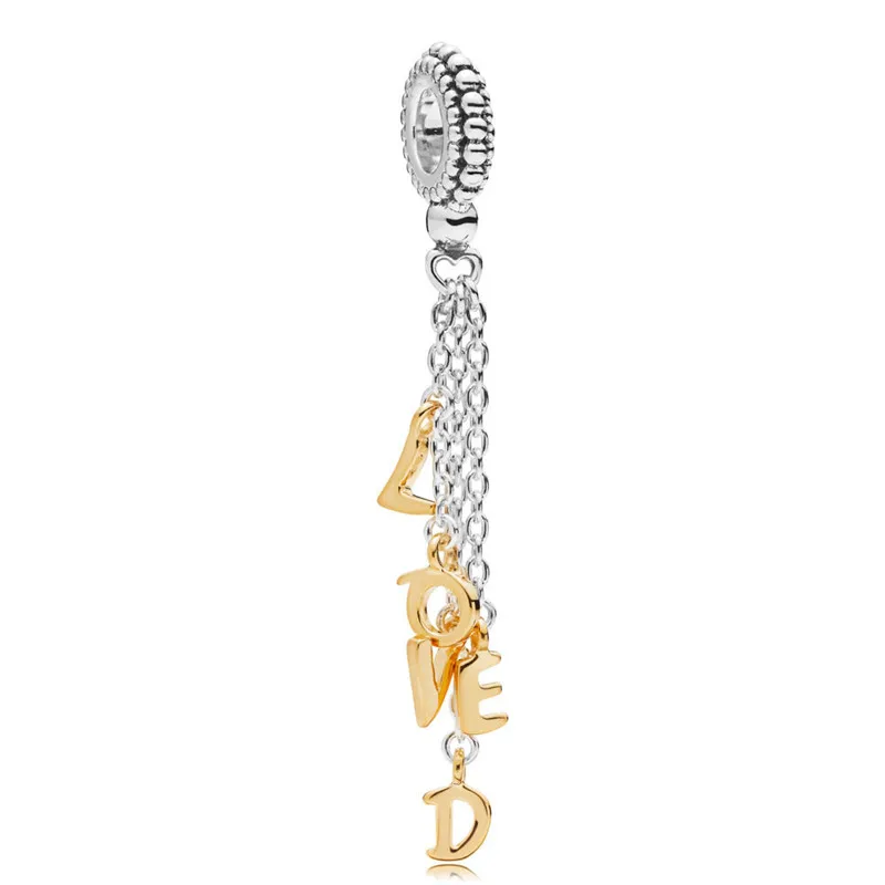

2019 New 925 Sterling Silver Pendant Bead Loved Script Dangle Charm Fit Original Pandora Bracelet Bangle Women DIY Jewelry Gift
