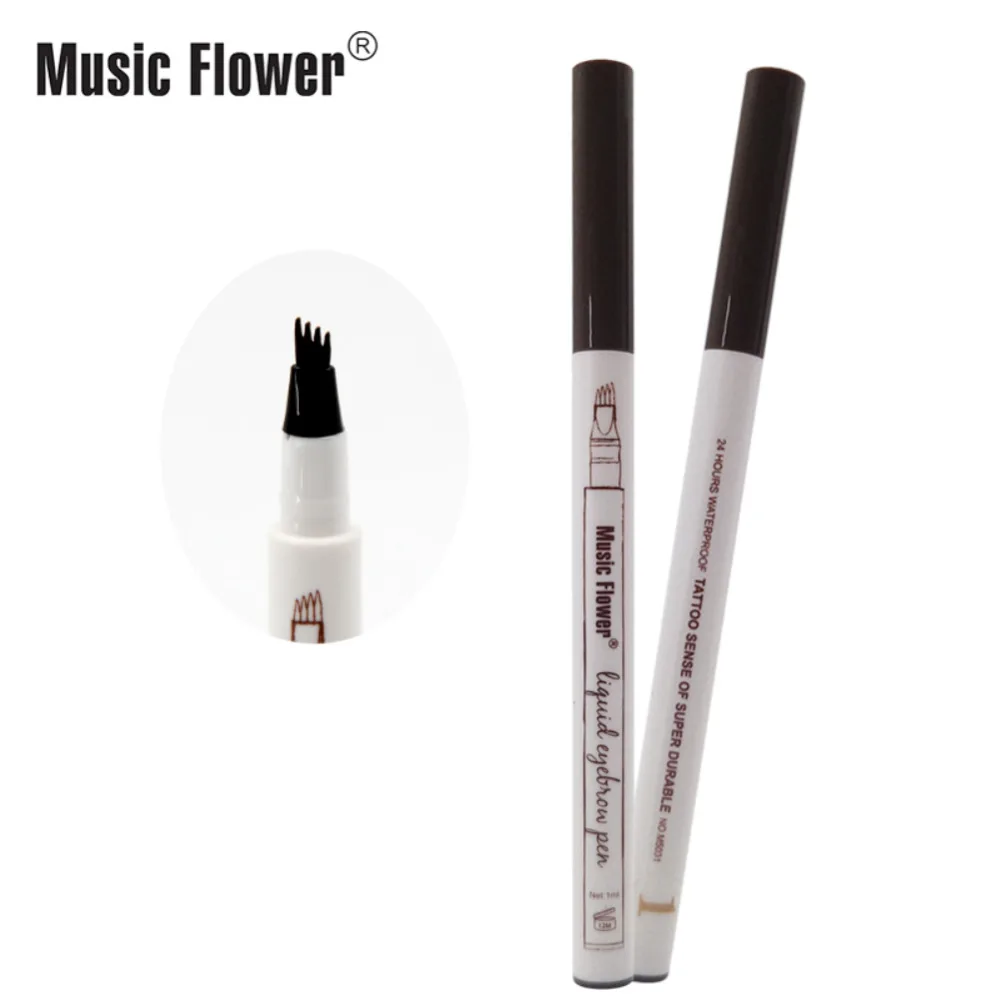 Music Flower 4 головки макияж карандаш для бровей вилы Совет эскиз водостойкая бровей татуировки ручка тени для бровей Косметика TSLM2