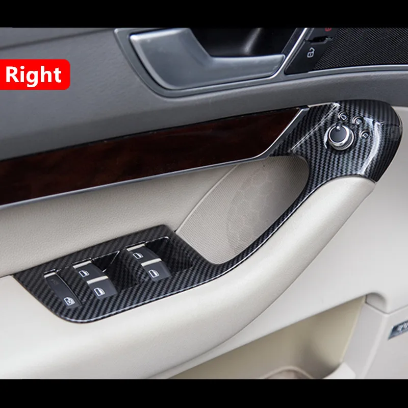 

4pcs Window Glass Lifting Buttons Frame Cover Trim Car Styling Door Armrest Panel Decoration Decals For Audi A6 C6 2005-11 LHD