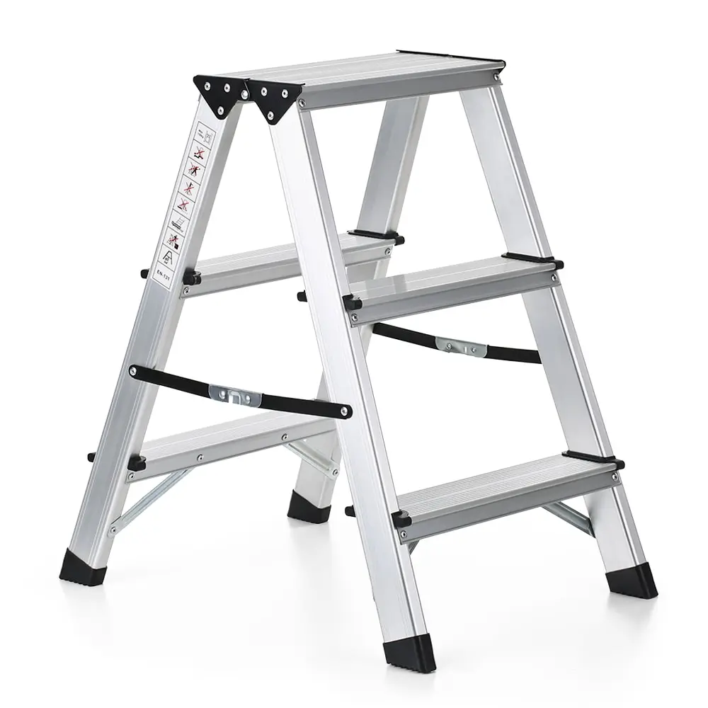 

Folding 2 Step Ladder 330 Pound Capacity Portable Aluminum Stepladder Non-Slip Folding Ladder Extension Home Outdoor Ladder