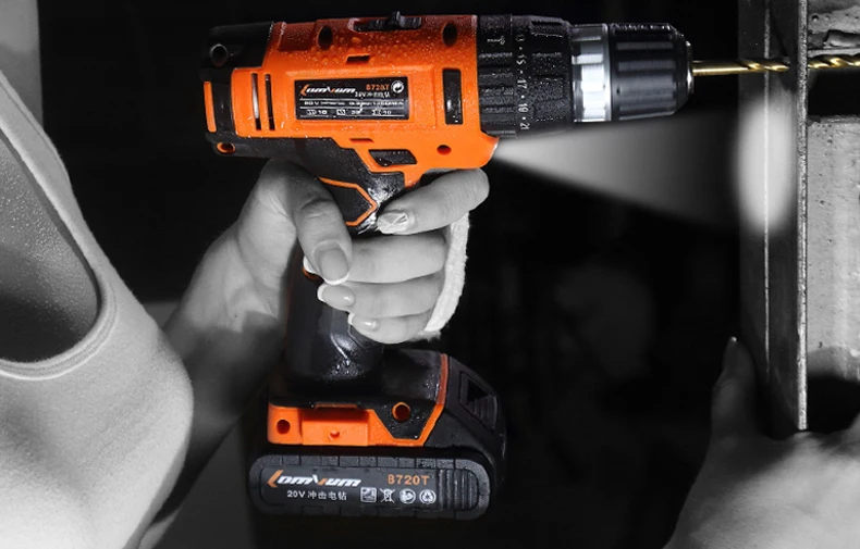 20V electrical drill Battery Impact Drill wall Concrete Cordless Rotary Hammer drill screwdriver functions Home improvement (6)