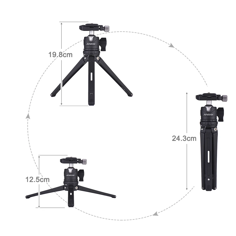 Andoer настольный мини-штатив с шаровой головкой быстросъемная пластина для Canon Nikon sony DSLR для GoPro Hero+ для Yi Lite 4K для iPhone X