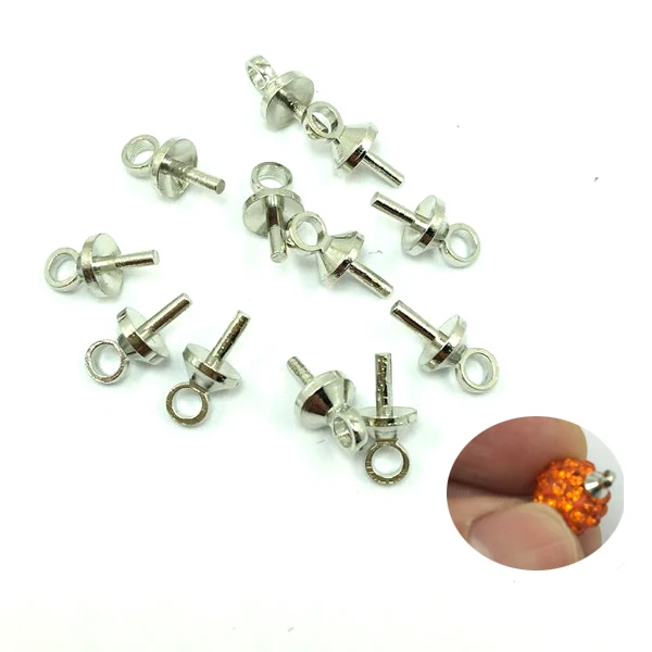 

100pcs Stainless Steel Small Tiny Mini Eye Pins Hooks Silver Clasps For 1.0mm One Hole Bead Pendant Clasp Pin Head 4x8mm