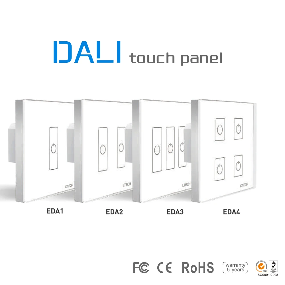 

Wall Mount Dali led Touch Panel Dimmer 1/2/3/4 CH Dali LED Switch Controller EDA1/EDA2/EDA3/EDA4 for led strip COB down light