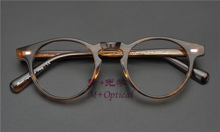 Винтажная качественная ацетатная оправа для очков, ретро круглая оправа 5186, очки для женщин и мужчин, оригинальная коробка, чехол, линзы по рецепту - Цвет оправы: Brown