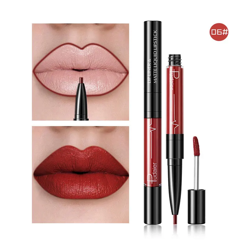 

New Brand 2 In 1Lip Stick Kit Waterproof Lipstick Makeup Long Lasting Contour Lip Liner Moisturizing Batom Levre Pintalabios