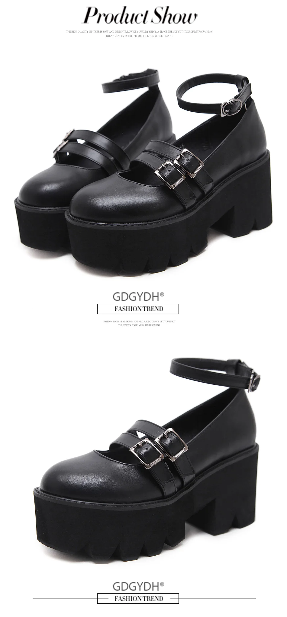 Sapatos com Tira Trepadeiras do Punk Sapatos de Fivela de Moda Gdgydh Mulheres Bombear Tornozelo Salto Alto Chunky Plataforma Gótico Feminina Confortável no 5 High Quality Calçados
