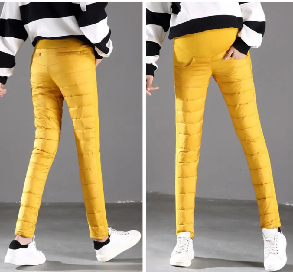 Winter maternity pants 2018 fashion women's high-waisted down pants thickened warm maternity pants 90% white duck down trousers Winter maternity pants 2018 fashion women's high-waisted down pants thickened warm maternity pants 90% white duck down trousers