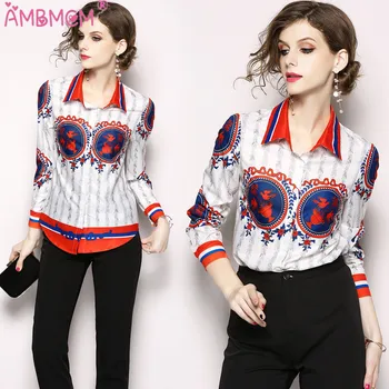 

AMBMCM Fashion Women Shirt Designer Summer Blouse Women's Long Sleeve Shirt Flower Elegant Blouses High Quality Tops