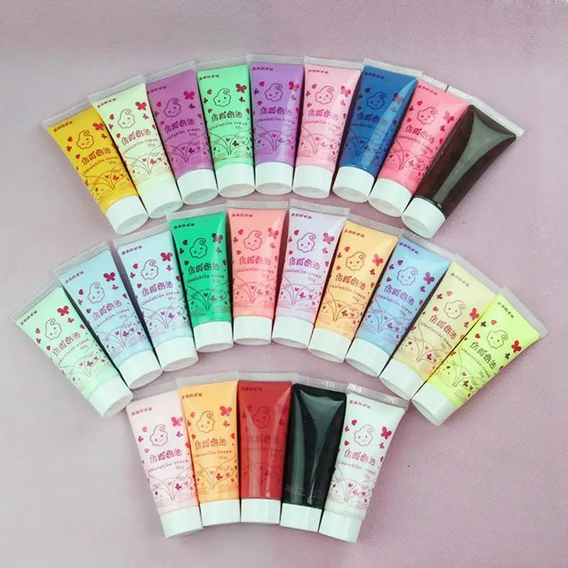 

Simulation Cream Mobile Phone Shell Cosmetic Glue 24 Color Antifreeze 50ml Manual DIY Material Simulation Cream Glue