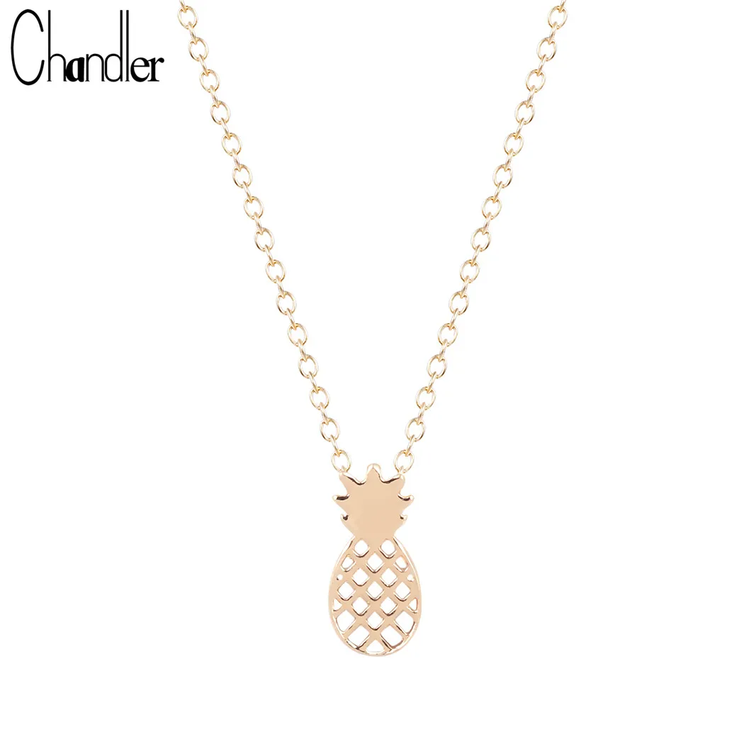 Chandler New Gold Silver Plated Tiny Pineapple Pendant Necklaces Fruit Coliers For Women Gifts Accessaries Collar Colar de Plata