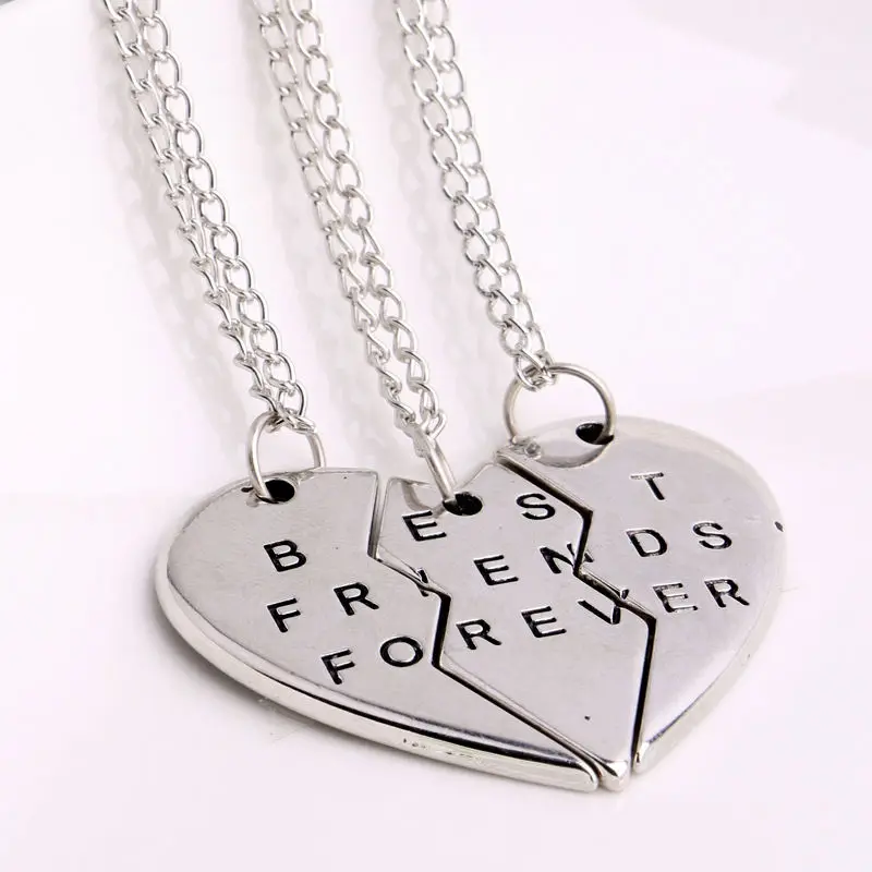 

Bespmosp 3PCS Broken Heart Best Friend Forever BFF Necklace Pendant Women Men Statement jewelry Choker Friendship Charm Collar