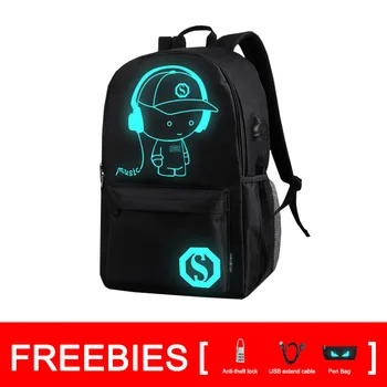

[Drop Shipping] HOT Sale Night Lighting Bags Noctilucent Cartoon Backpacks Teenager Children's School Bags with Freebies (BA184)