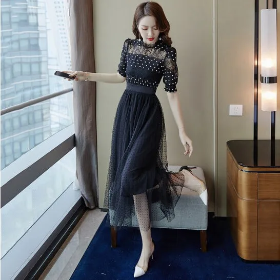 

Fashion Lace Dress Female Patchwork Summer Dress Office Lady Vestido De Festa Vestidos Women's Dresses Vestido Longo Ukraine