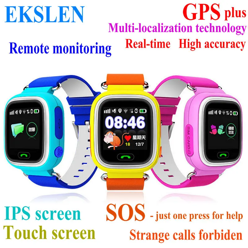 EKSLEN Q90 GPS позиционирование IPS сенсорный экран Детские умные часы наручные локатор