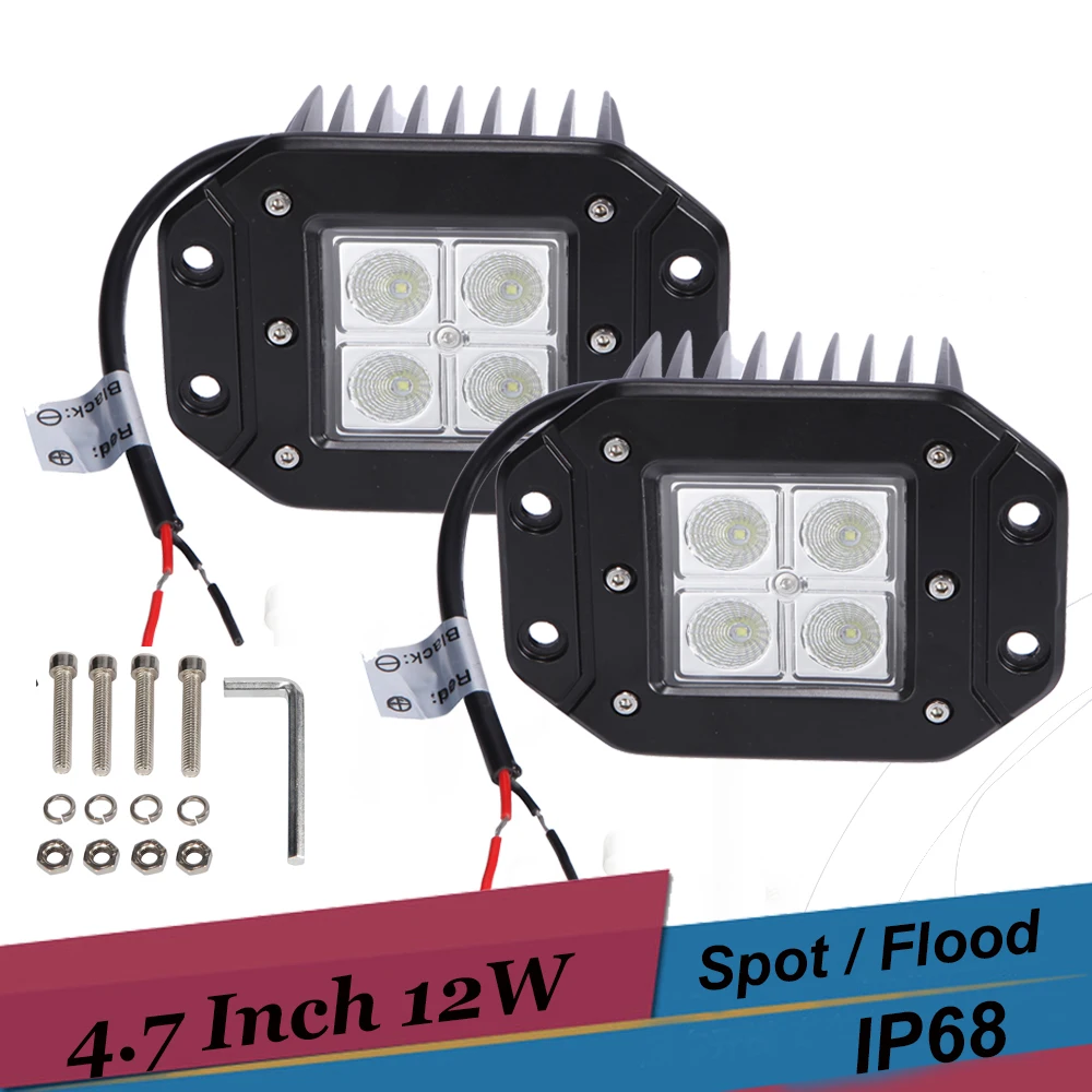 12W 1200LM Offroad LED Work Light Car Truck Pickup 4X4 SUV ATV Go kart