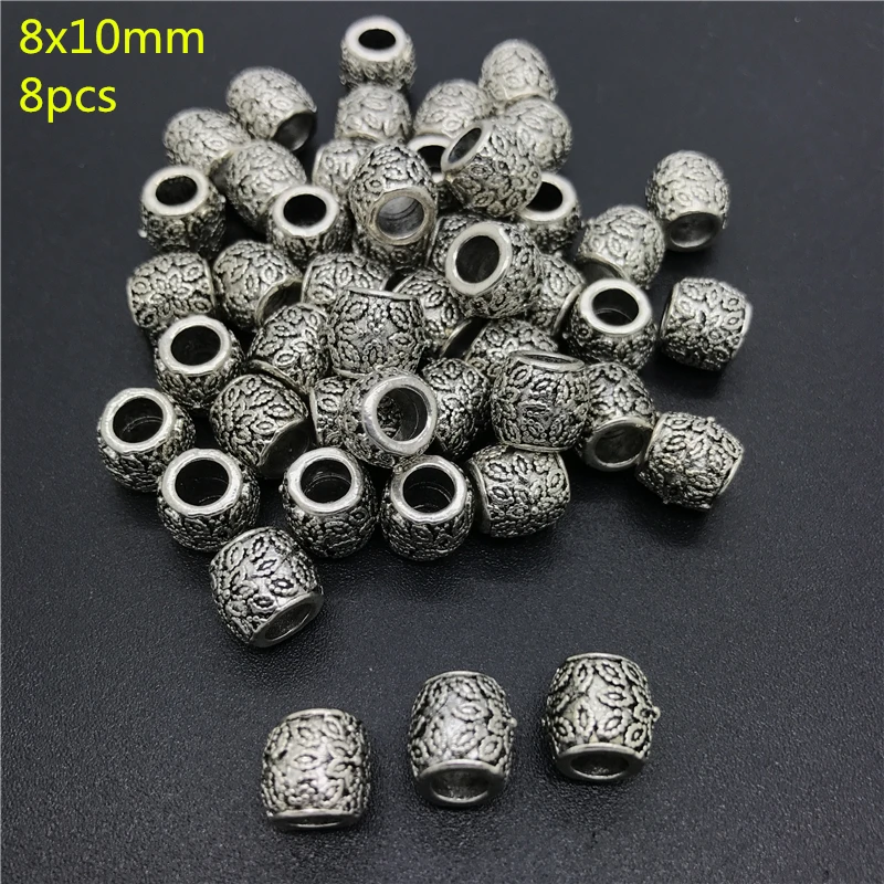

8x10mm 8pcs Alloy Beads Cap Ancient Silver Charms Key Shape Pendant Charms For Jewelry Making DIY Accessories PJ010