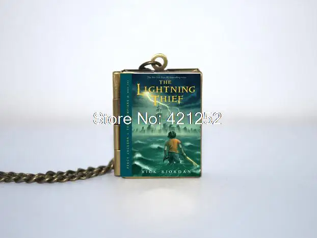 

New Percy Jackson Covers-The Thief and The Sea of Monsters Book Locket Necklace, Bronze tone book jewelry