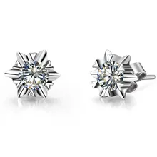 Снежинка элегантные 14 к 585 Белое золото серьги для нее 0.6Ct/Piece женские серьги-гвоздики в виде Обручение ювелирных изделий для Для женщин